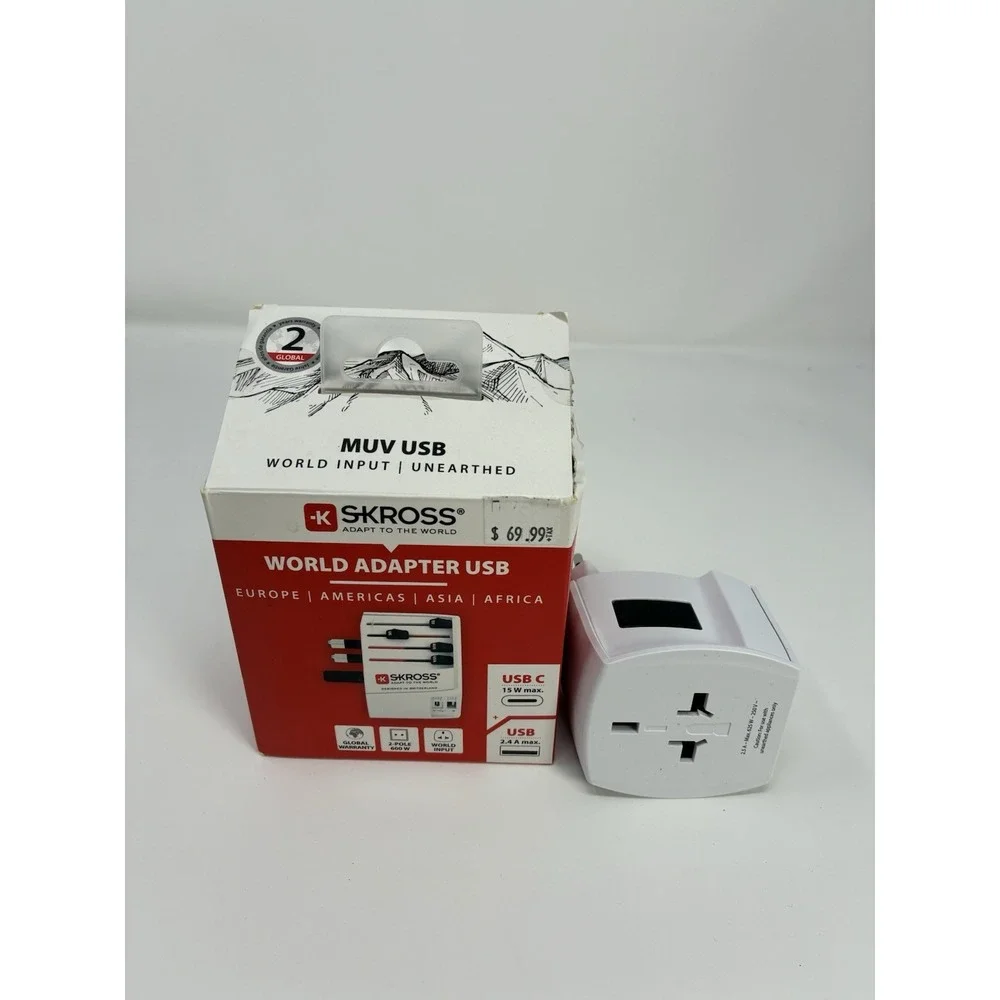 SKROSS MUV USB‎ World Travel Adapter - Global Wall Plug - USB-C & USB-A - White
